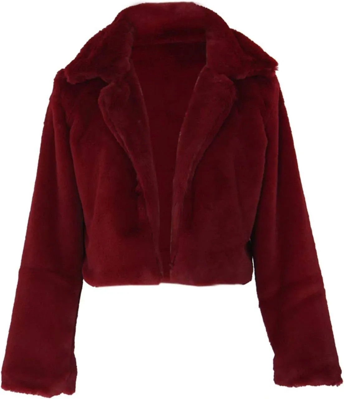 RAMOUG Womens Winter Outerwear Faux Fur Long Sleeve Crop Jacket Shaggy Coat Open Front Cardigans