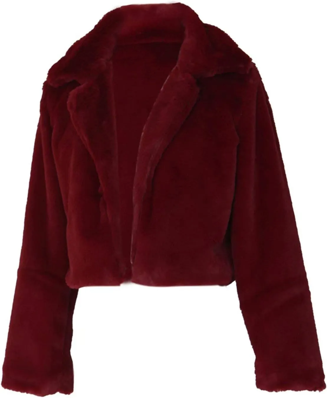 RAMOUG Womens Winter Outerwear Faux Fur Long Sleeve Crop Jacket Shaggy Coat Open Front Cardigans
