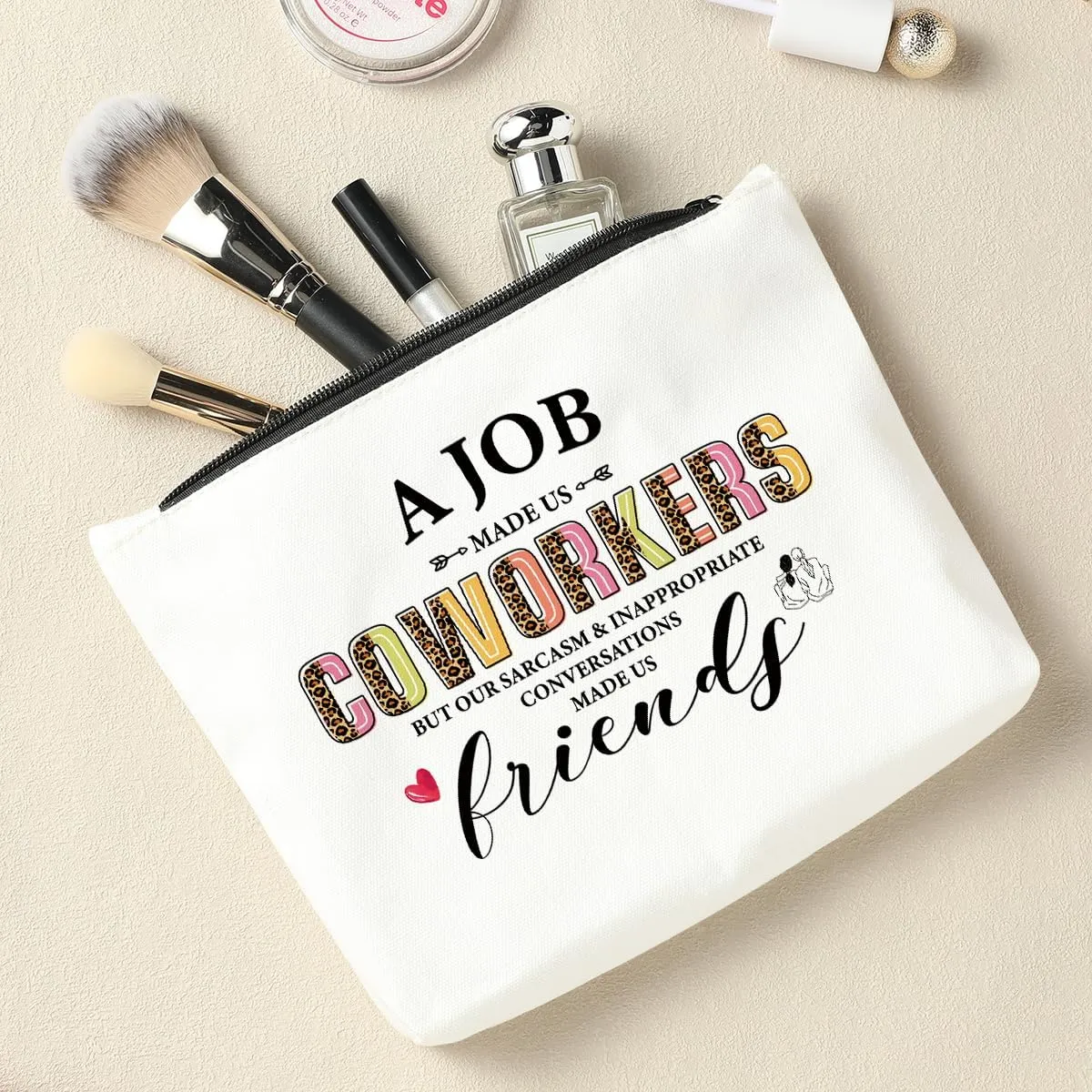 Retirement Gift for Woman, Funny Cosmetic Bag, Retirement Gifts Retired Gifts for Women Colleague Friend Work Bestie, Coworker Leaving Goodbye Farewell Friendship Birthday Gifts Leopard Makeup Bag