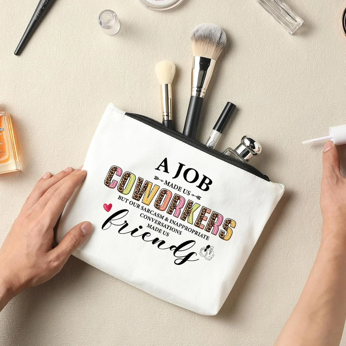 Retirement Gift for Woman, Funny Cosmetic Bag, Retirement Gifts Retired Gifts for Women Colleague Friend Work Bestie, Coworker Leaving Goodbye Farewell Friendship Birthday Gifts Leopard Makeup Bag