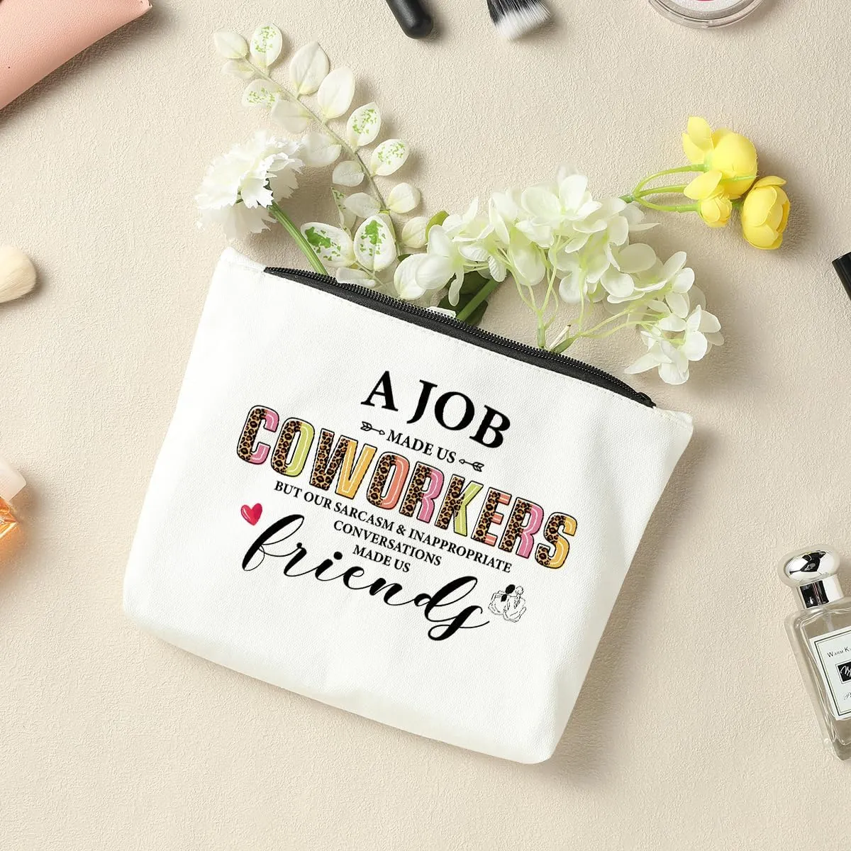 Retirement Gift for Woman, Funny Cosmetic Bag, Retirement Gifts Retired Gifts for Women Colleague Friend Work Bestie, Coworker Leaving Goodbye Farewell Friendship Birthday Gifts Leopard Makeup Bag