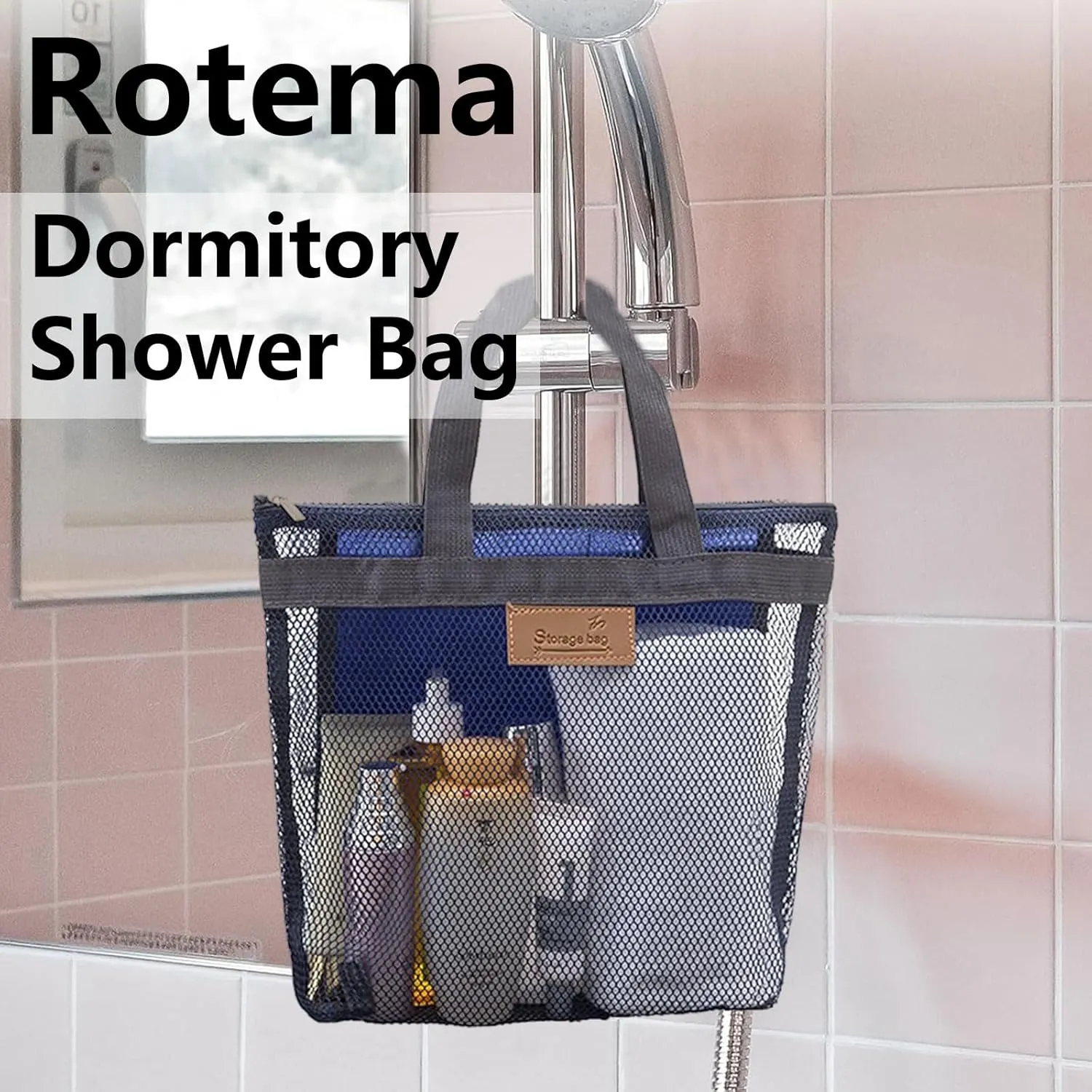 Rotema Portable Shower Bag - College Dorm Essentials, Everyday Household Shower Basket for Toiletries