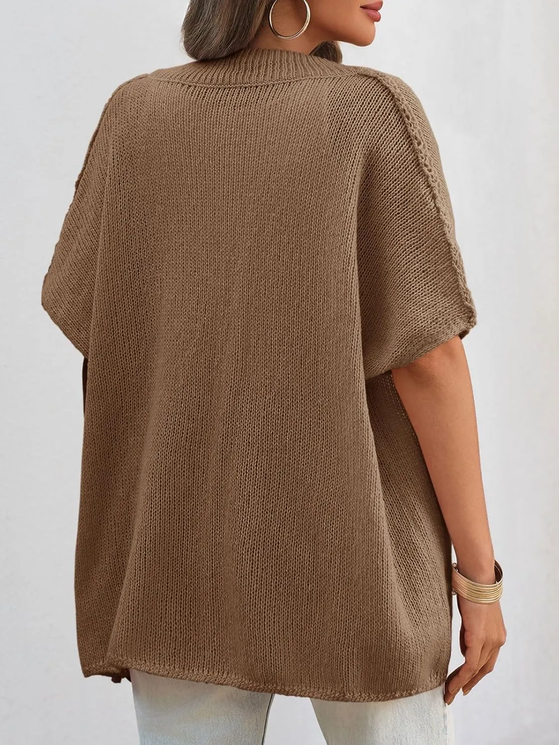 Saodimallsu Womens Oversized Cardigan Sweaters Short Sleeve Button Down Casual Lightweight Loose Knit Trendy Cardigans