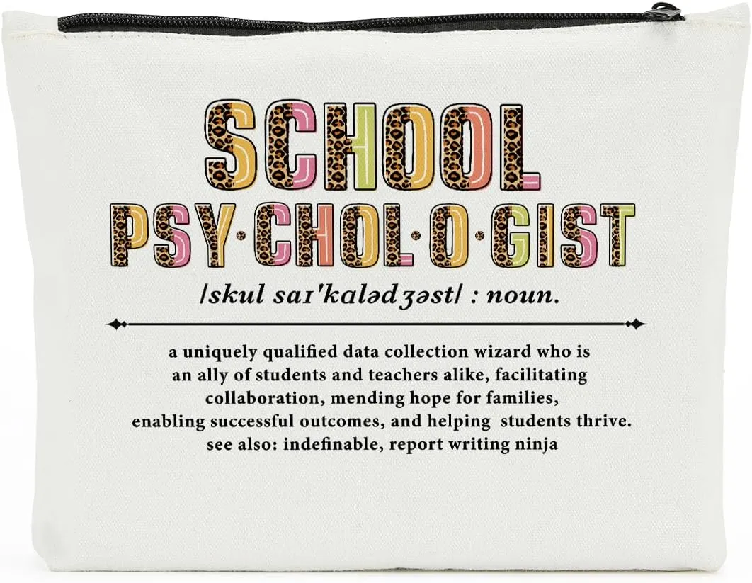 School Psychologist Definition Noun Makeup Bag Cosmetic Bag, School Psychologist Gifts, Psychology Gifts, Birthday Friendship Appreciation Thank You Gifts for Women Counselor Mentor Coworker Her