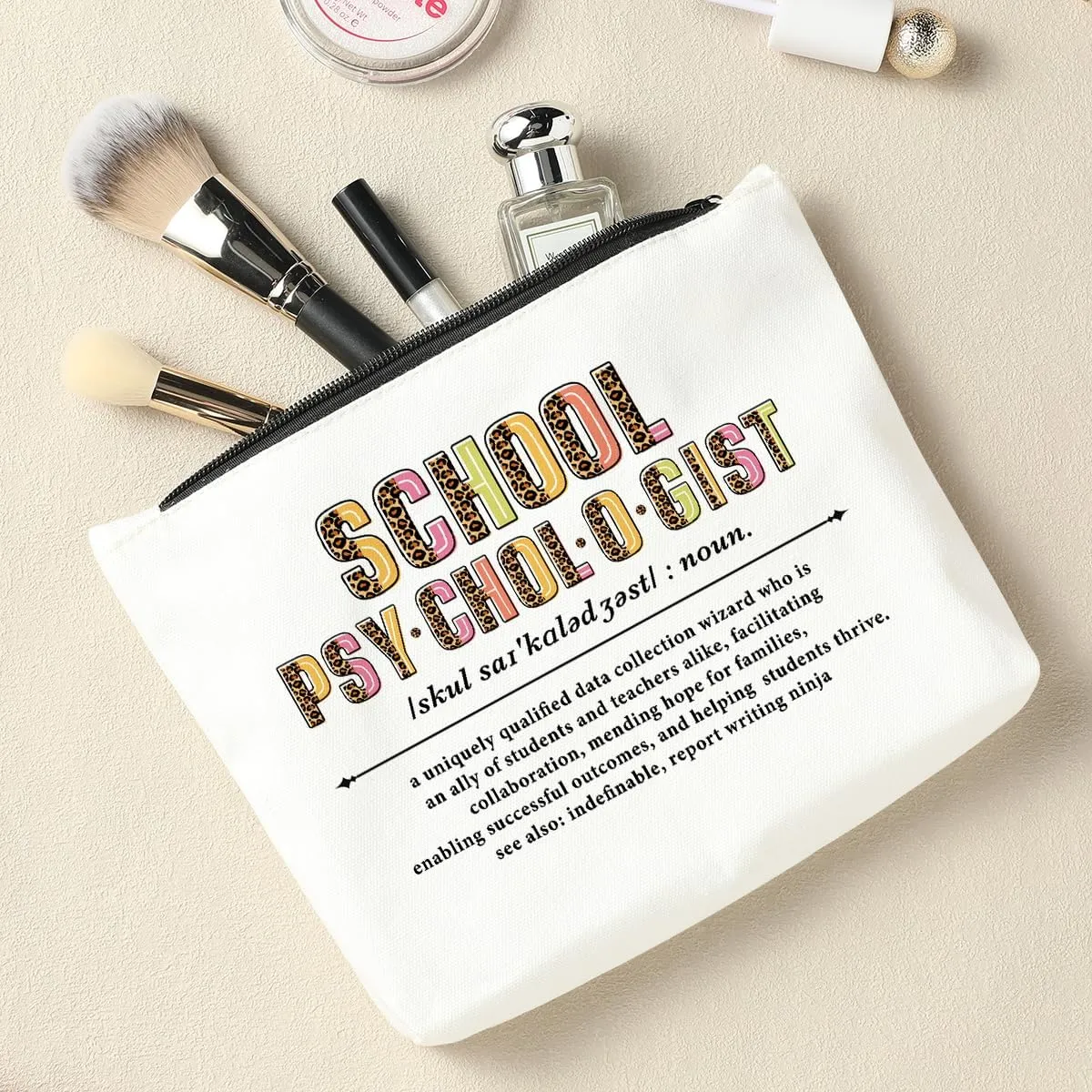 School Psychologist Definition Noun Makeup Bag Cosmetic Bag, School Psychologist Gifts, Psychology Gifts, Birthday Friendship Appreciation Thank You Gifts for Women Counselor Mentor Coworker Her
