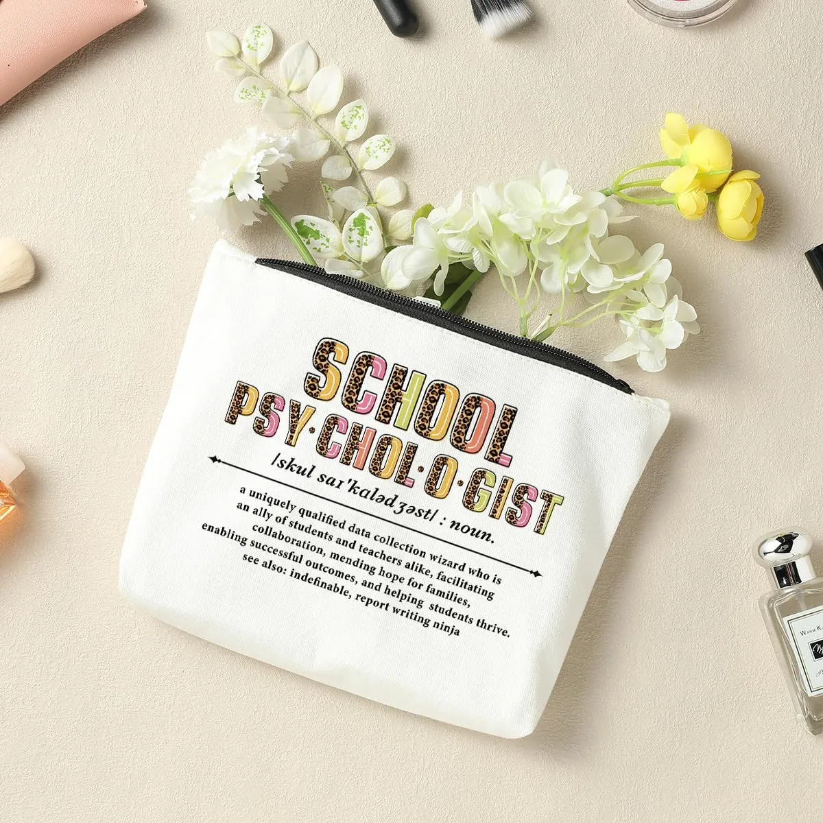 School Psychologist Definition Noun Makeup Bag Cosmetic Bag, School Psychologist Gifts, Psychology Gifts, Birthday Friendship Appreciation Thank You Gifts for Women Counselor Mentor Coworker Her