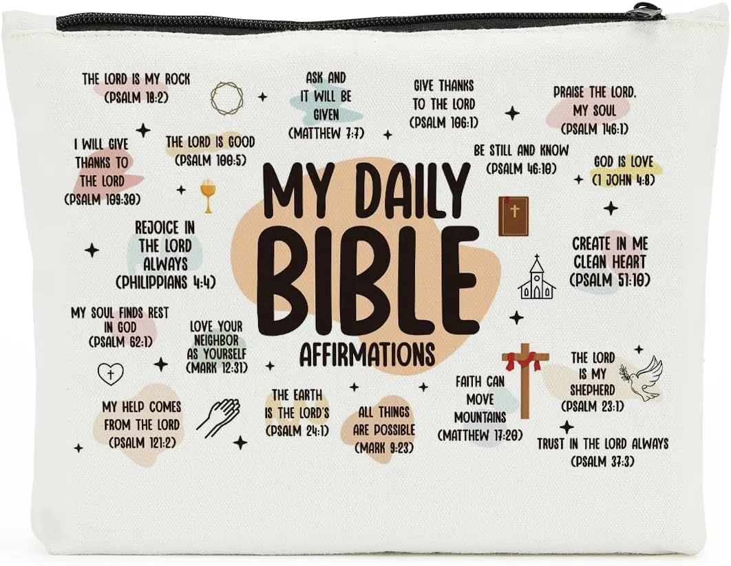Scripture Bible Verse Makeup Bag Cosmetic Bag, Faith Christian Gifts for Women, Mental Health Gifts, Inspirational Gifts for Women, Positive Affirmations, Gifts for Sister Friend Mothers Day Birthday