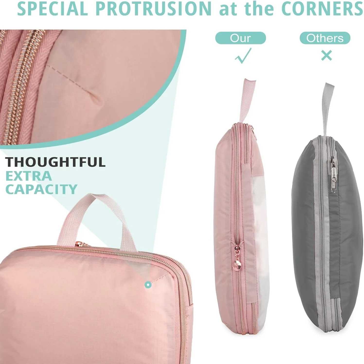 See Through Expandable Compression Packing Cubes, Mesh Travel Packing Cubes for Suitcases, Lightweight Organizers Bag Set for Travel Essentials for Luggage