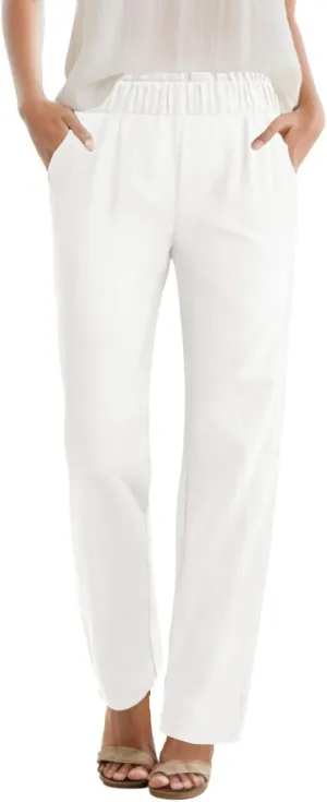 SEMARO Womens Casual High Waisted Linen Feel Pants Tapered Vacation Lounge Pants Trousers with Pockets