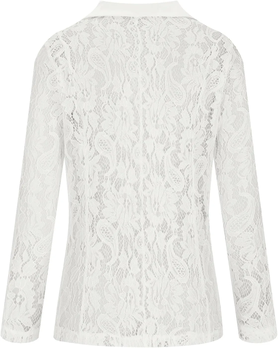 Sexy Lace Mesh Blazer for Women Elegant Lace Crochet Single-Breasted Blazer Jacket Dressy Casual Open Front Suit Coat