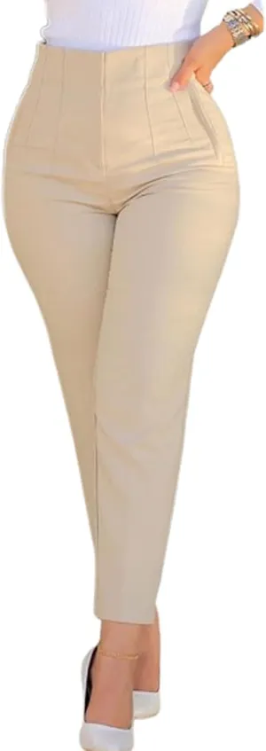 Sexyshine Women's Pleated High Waist Blazer Pants Straight Leg Loose Fit Business Work Office Lady Trousers with Pocket