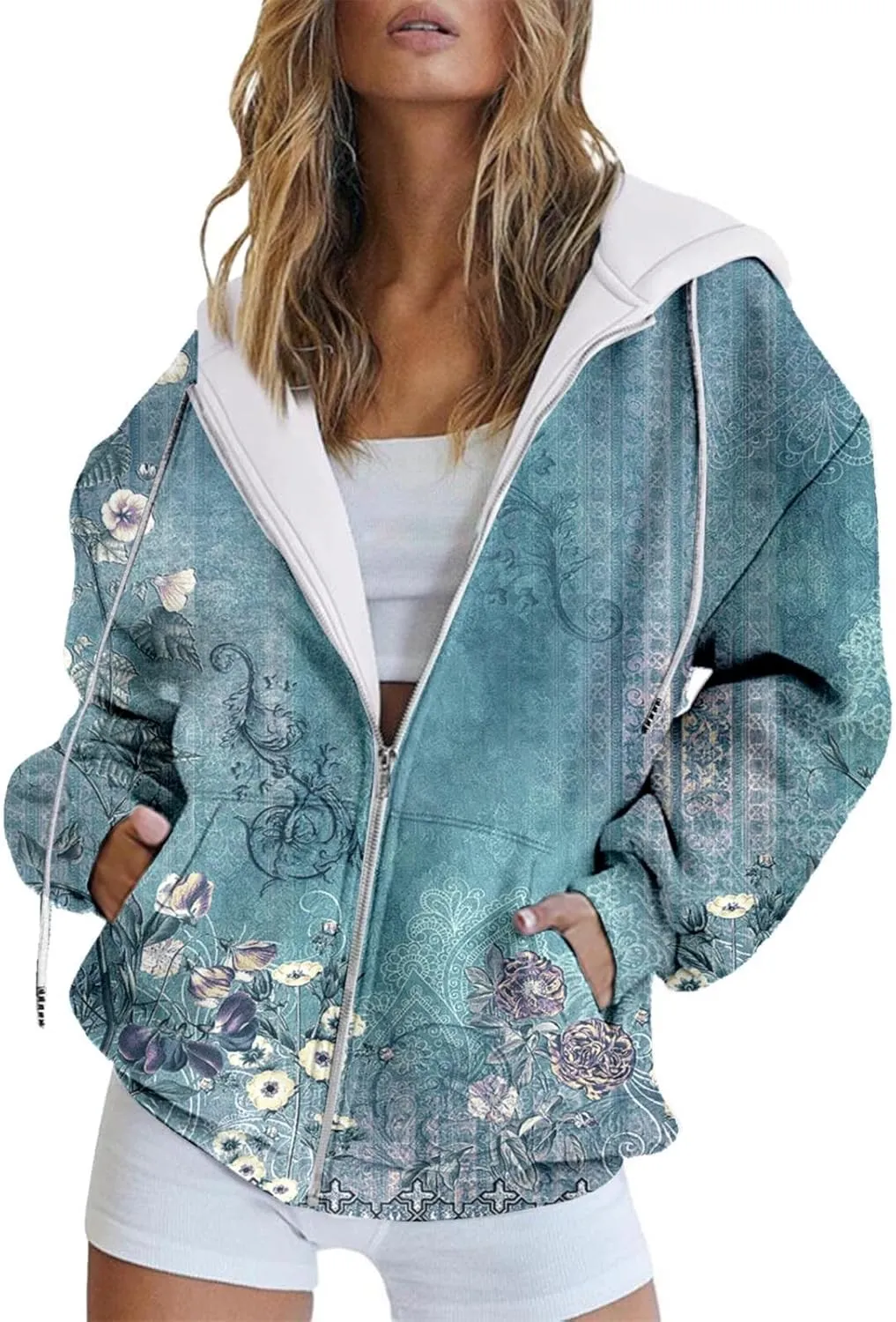 SHAOBGE Heavy Womens Sweatshirt Spring And Autumn Fashion Hooded Sweatshirt Long Sleeve Zipper Sport Coat Loose Women's