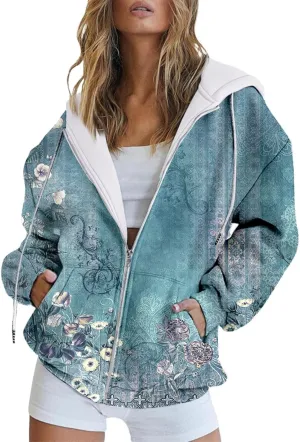 SHAOBGE Heavy Womens Sweatshirt Spring And Autumn Fashion Hooded Sweatshirt Long Sleeve Zipper Sport Coat Loose Women's