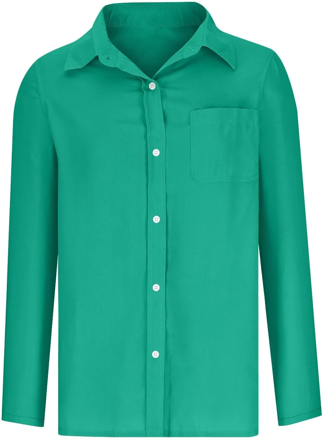 Shirts for Women Long Sleeve Button Down Top Pocket Collared Tunic Solid Loose Casual Daily Womens Fashion Blouses