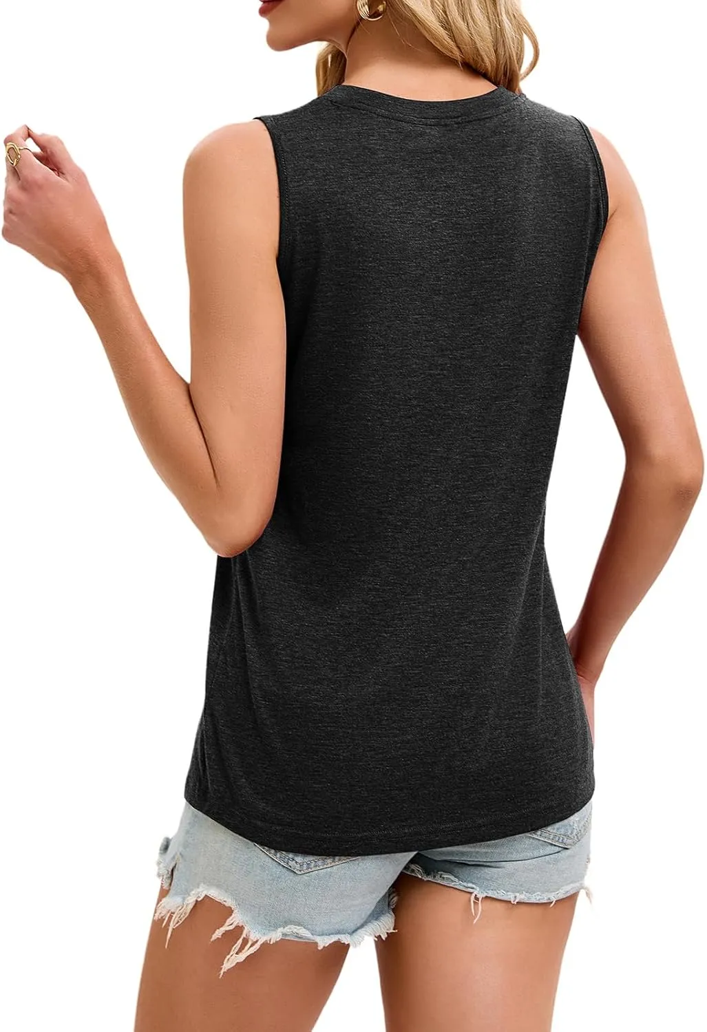 SKYZOO Womens Loose Fit Casual Flowy Tank Tops Crew Neck Sleeveless Summer Tops Clothes Outfits 2025