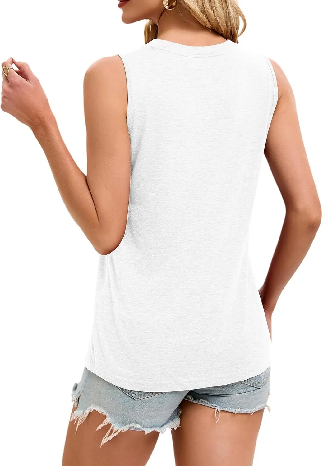 SKYZOO Womens Loose Fit Casual Flowy Tank Tops Crew Neck Sleeveless Summer Tops Clothes Outfits 2025