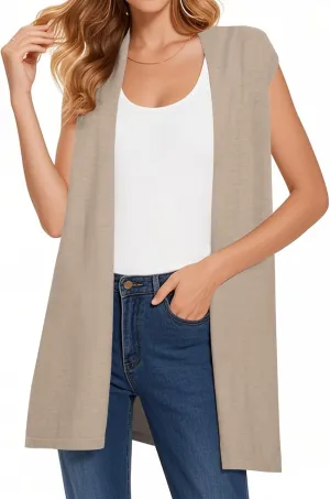 Sleeveless Cardigans for Women Open Front Knit Vest for Spring Summer Fall