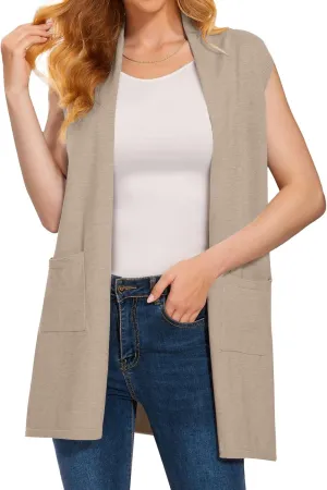 Sleeveless Cardigans for Women Open Front Knit Vest for Spring Summer Fall