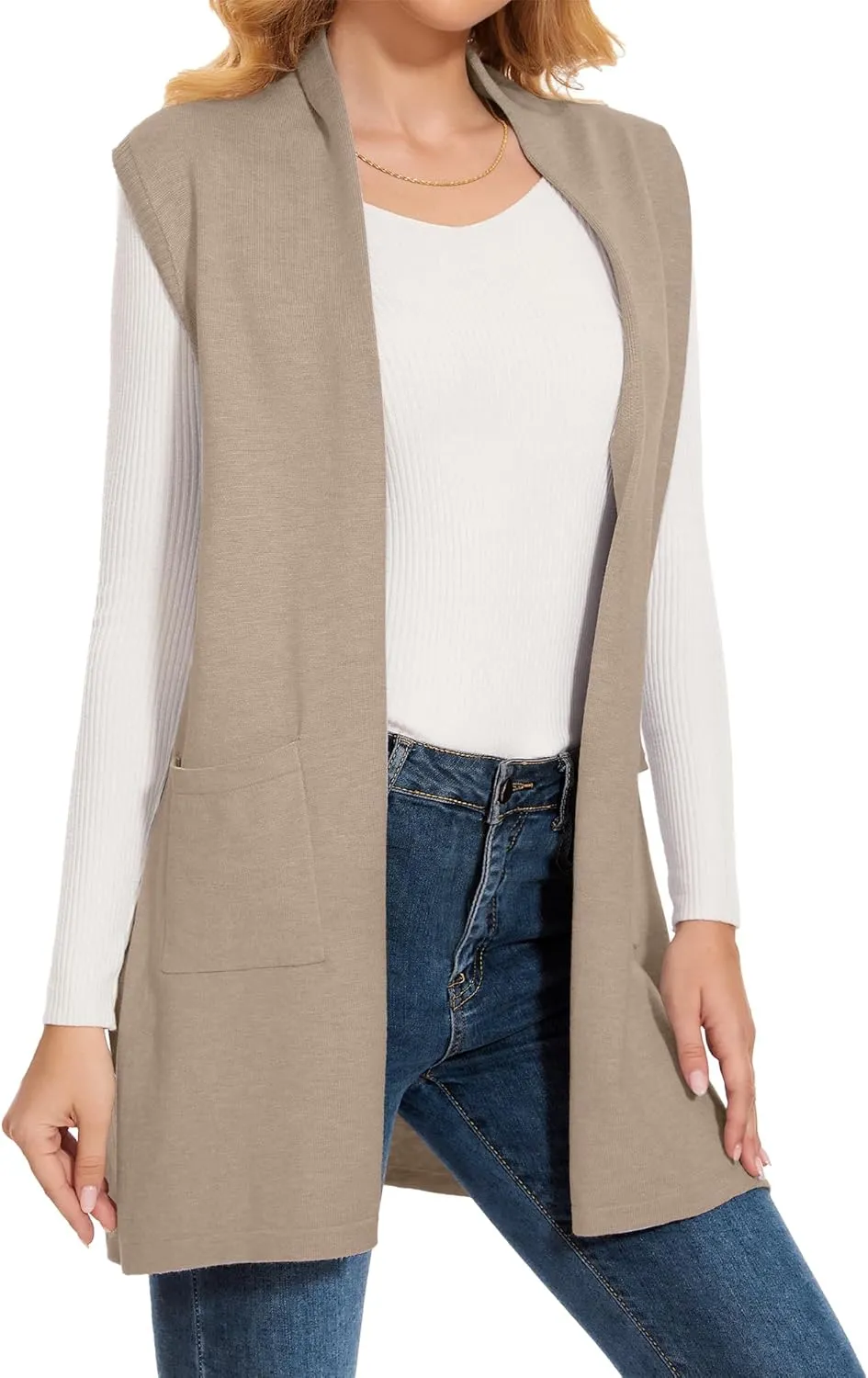 Sleeveless Cardigans for Women Open Front Knit Vest for Spring Summer Fall