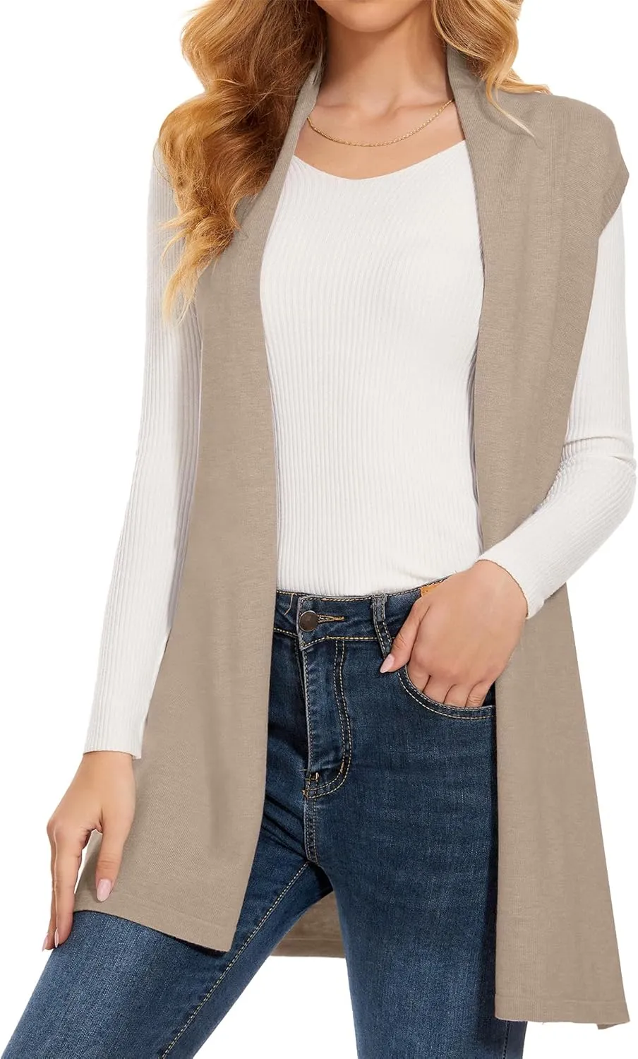 Sleeveless Cardigans for Women Open Front Knit Vest for Spring Summer Fall