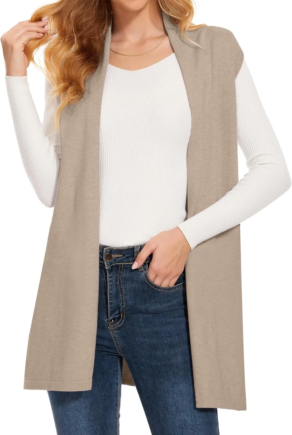 Sleeveless Cardigans for Women Open Front Knit Vest for Spring Summer Fall