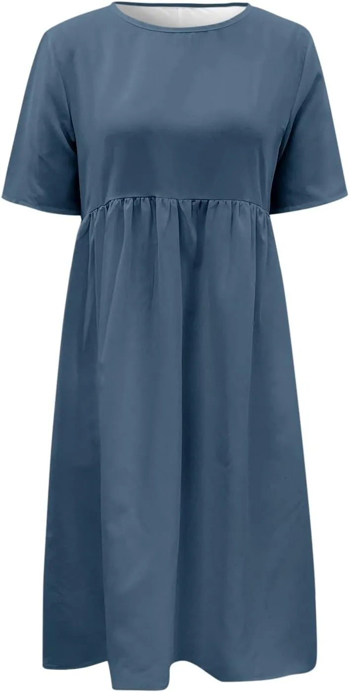 Summer Dresses for Women 2025 Casual Plus Size Floral Maxi Dress Short Sleeve Flowy Pleated Boho Beach Sundresses