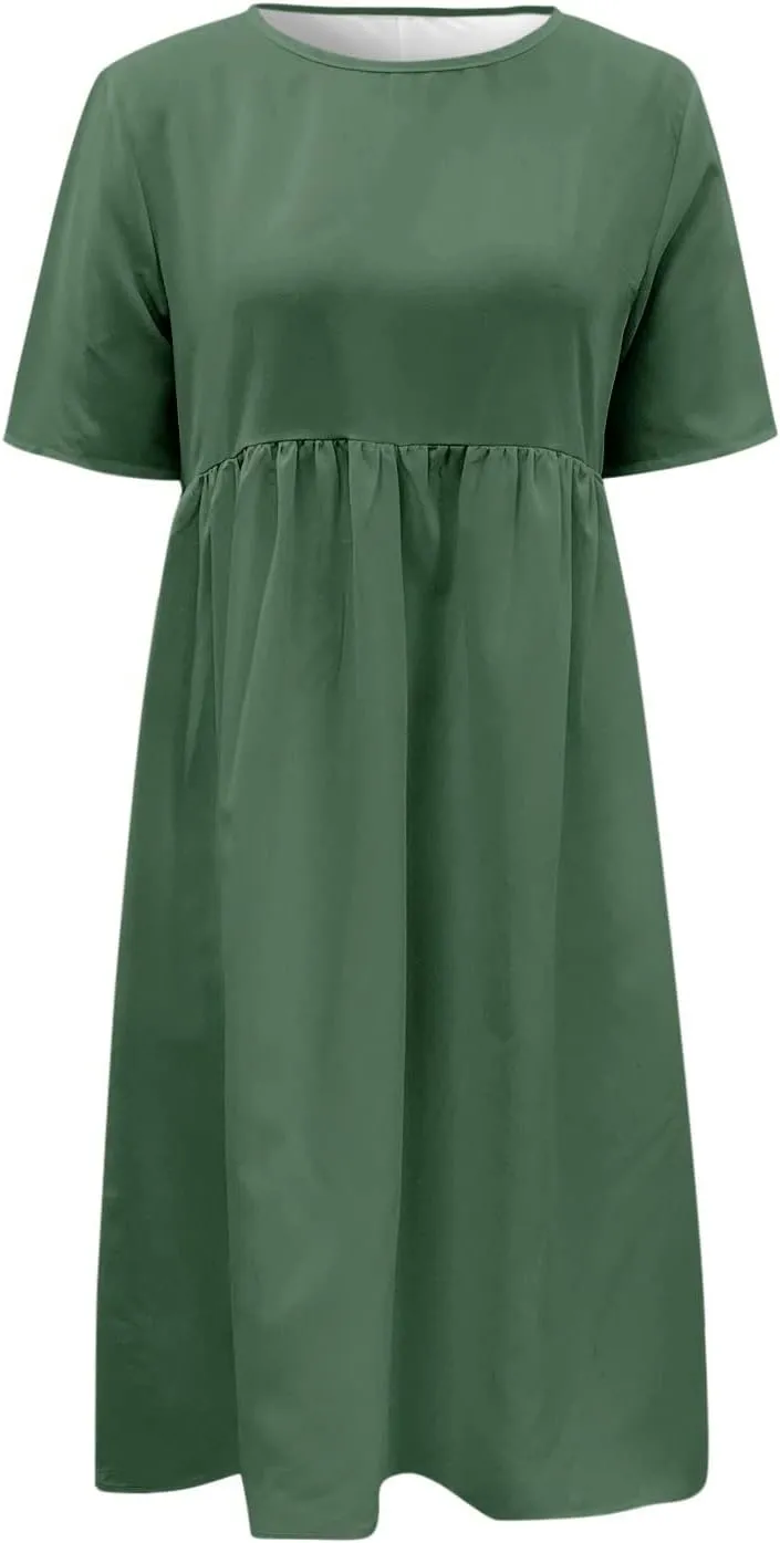 Summer Dresses for Women 2025 Casual Plus Size Floral Maxi Dress Short Sleeve Flowy Pleated Boho Beach Sundresses