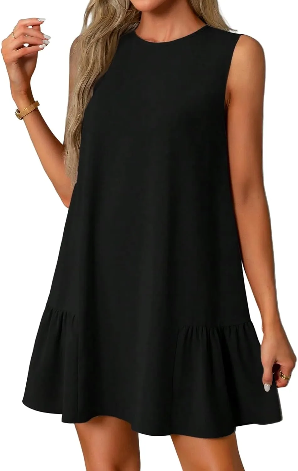Summer Dresses for Women 2025 Vacation Tshirt Ruffle Hem Short Sundress with Pocket Beach Casual Swimsuit Coverup