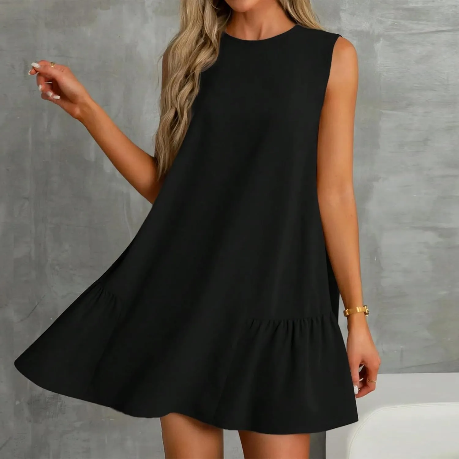 Summer Dresses for Women 2025 Vacation Tshirt Ruffle Hem Short Sundress with Pocket Beach Casual Swimsuit Coverup