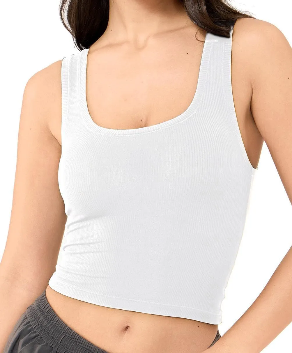 Tank Top for Women Cropped Camisole Ribbed Cami Sleeveless Shirts Summer Basic