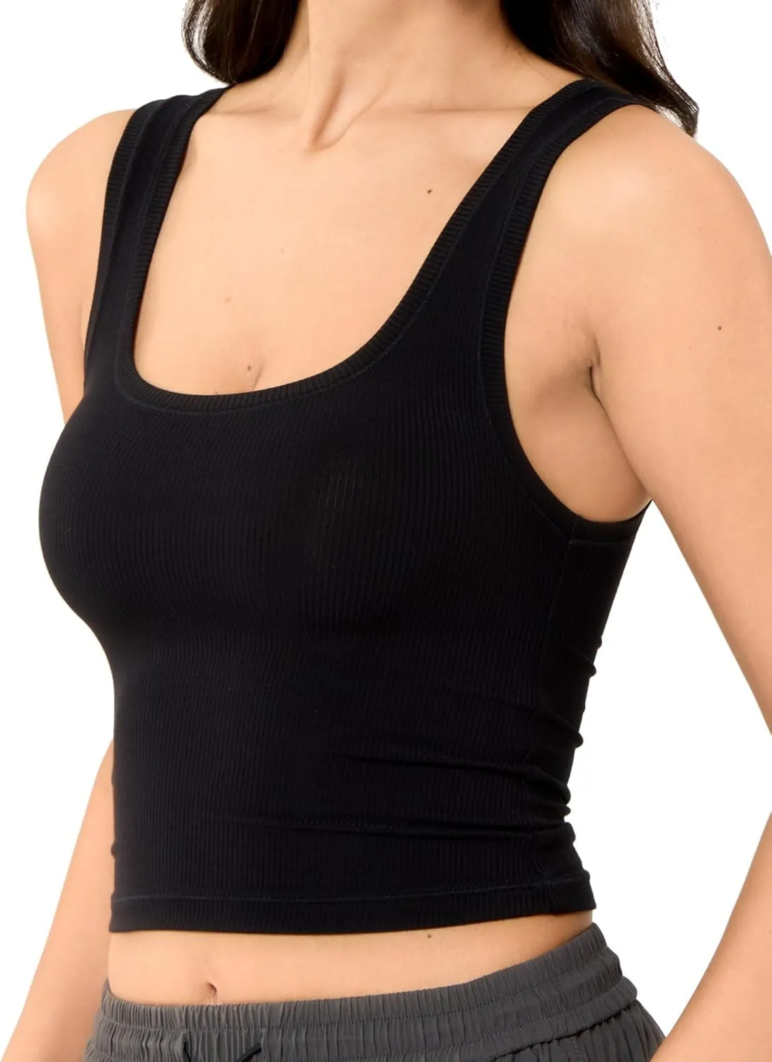 Tank Top for Women Cropped Camisole Ribbed Cami Sleeveless Shirts Summer Basic
