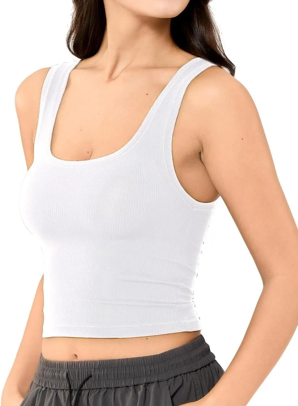 Tank Top for Women Cropped Camisole Ribbed Cami Sleeveless Shirts Summer Basic