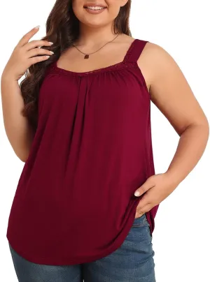 TIANZHU Plus Size Tank Tops for Women Sleeveless Loose Fit Camisole Summer Lace Cute Outfits XL-5XL