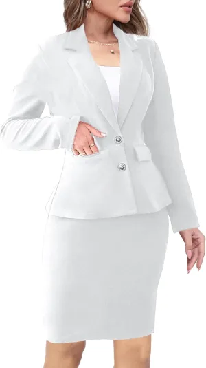 Two Piece Business Suit for Women Elegant Blazer Jacket and Skirt Sets Work Formal Office Clothing Sets