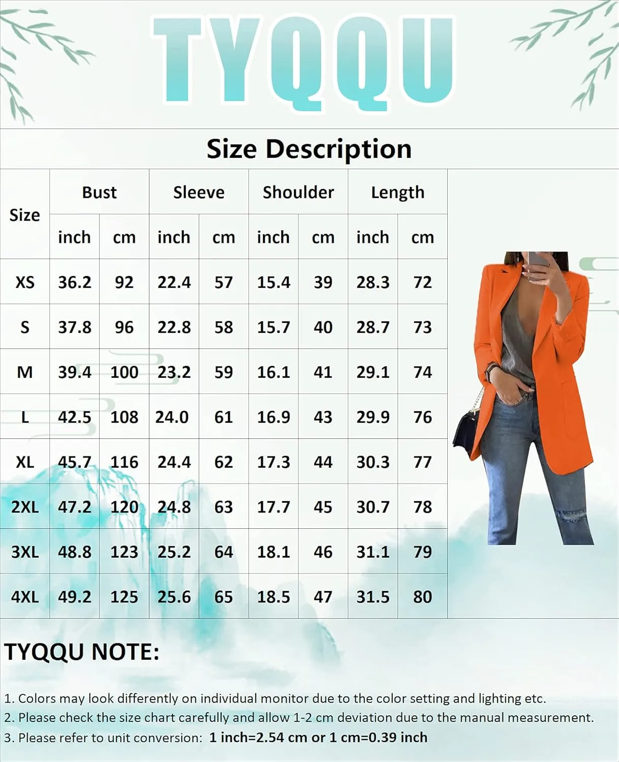 TYQQU Womens Casual Long Sleeve Open Front Blazer Lapel Collar Cardigan Plus Size Work Jackets