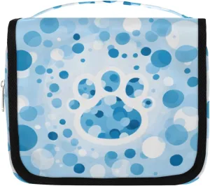 Unique Blue Bright Hanging Travel Toiletry Bag Kit Makeup Case Cosmetics Organizer Bubbles Dot Toiletry Bag for Women Make up Accessories Shampoo Body Cream Brushes Set
