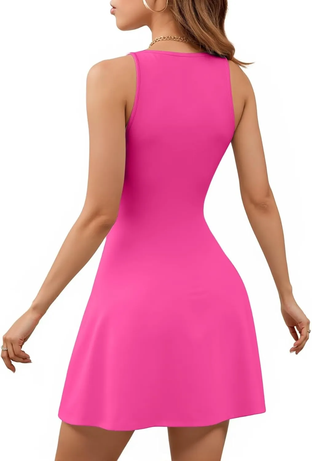 Valiamcep Womens Summer Sleeveless Beach Casual Dresses Crewneck Tank Dress Knit Sports Workout A Line Mini Dresses