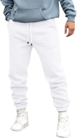 Vickyleb Cargo Pants for Men Joggers,Men's Slim Fit Fleece Pants Winter Big and Tall Baggy Jogger Sweatpants