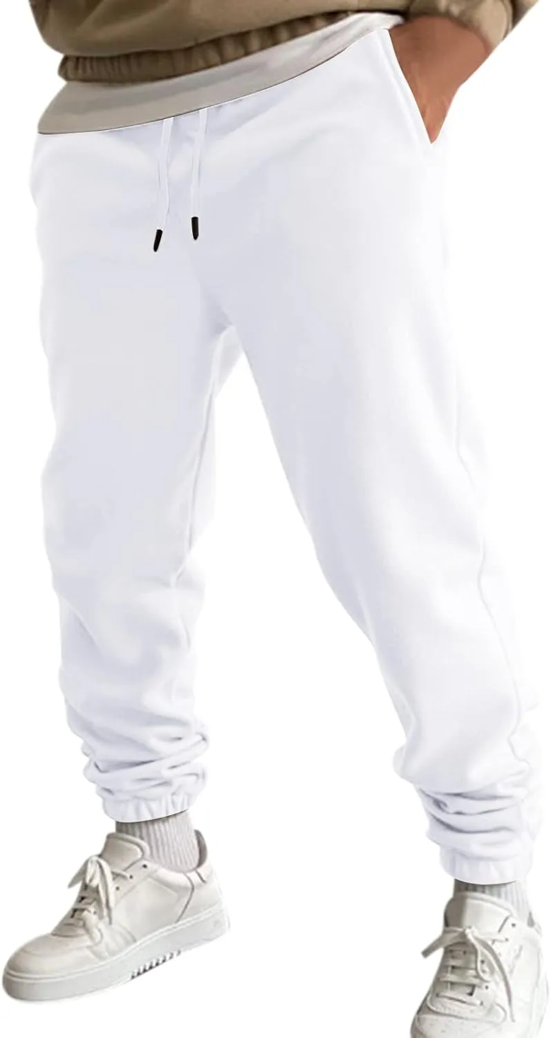 Vickyleb Cargo Pants for Men Joggers,Men's Slim Fit Fleece Pants Winter Big and Tall Baggy Jogger Sweatpants
