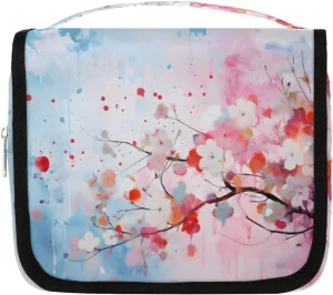 Watercolor Flowers Hanging Travel Toiletry Bag Kit Makeup Case Cosmetics Organizer Colorful Floral Toiletry Bag for Women Make up Accessories Shampoo Body Cream Brushes Set