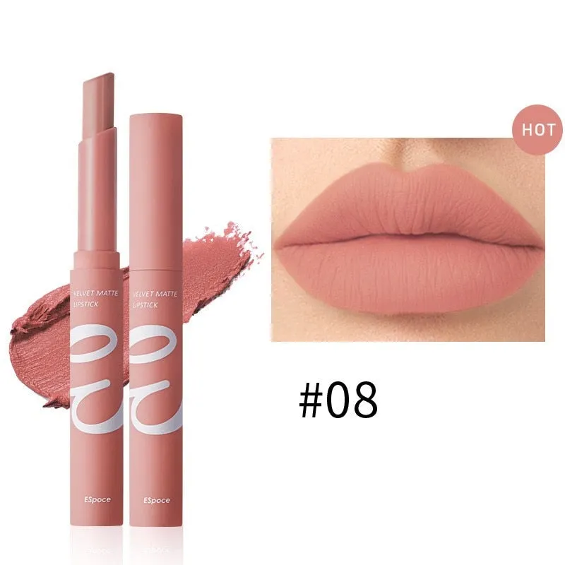 Waterproof Matte Velvet Lipstick  12 Colors Long Lasting Red  Pink Lipsticks Non Stick Nude Series  Lip Tint  Cosmetic Makeup