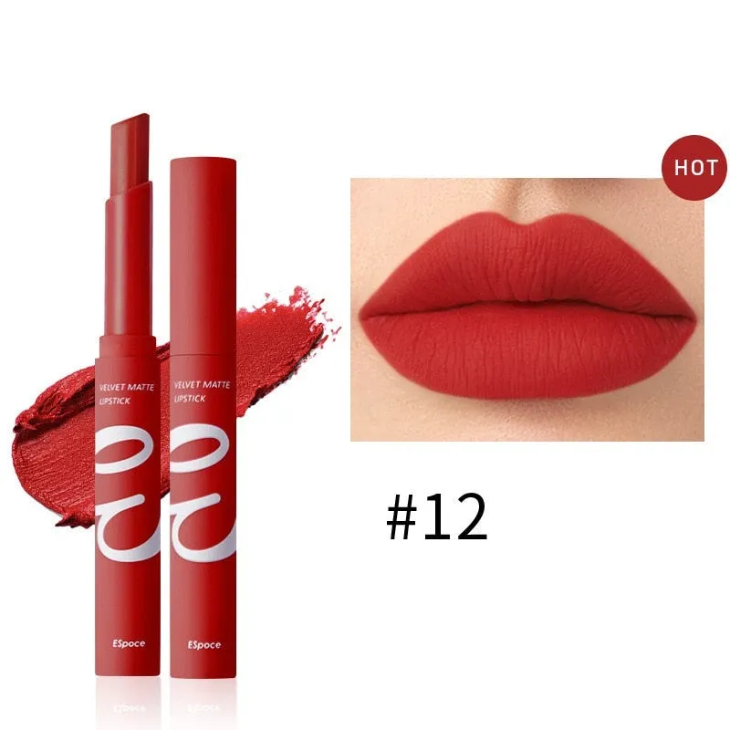 Waterproof Matte Velvet Lipstick  12 Colors Long Lasting Red  Pink Lipsticks Non Stick Nude Series  Lip Tint  Cosmetic Makeup
