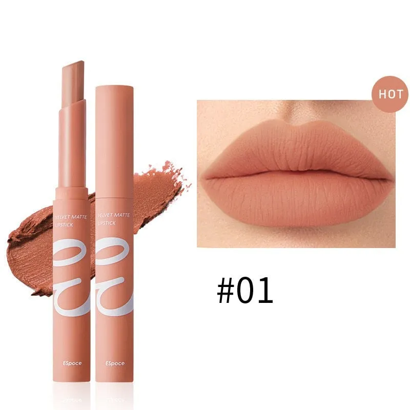 Waterproof Matte Velvet Lipstick  12 Colors Long Lasting Red  Pink Lipsticks Non Stick Nude Series  Lip Tint  Cosmetic Makeup