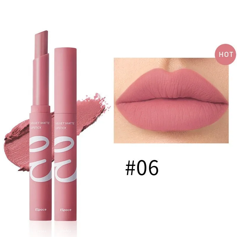 Waterproof Matte Velvet Lipstick  12 Colors Long Lasting Red  Pink Lipsticks Non Stick Nude Series  Lip Tint  Cosmetic Makeup