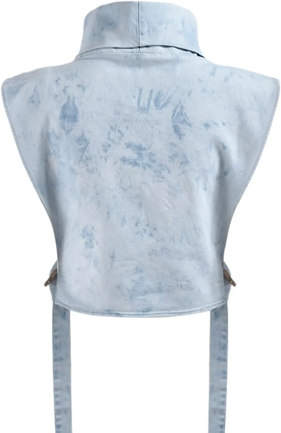 Women 2023 Summer Fashion Causal Distressed Denim Vest Lace Up Crop Tops Relax Fit Light Jean Vest Jacket