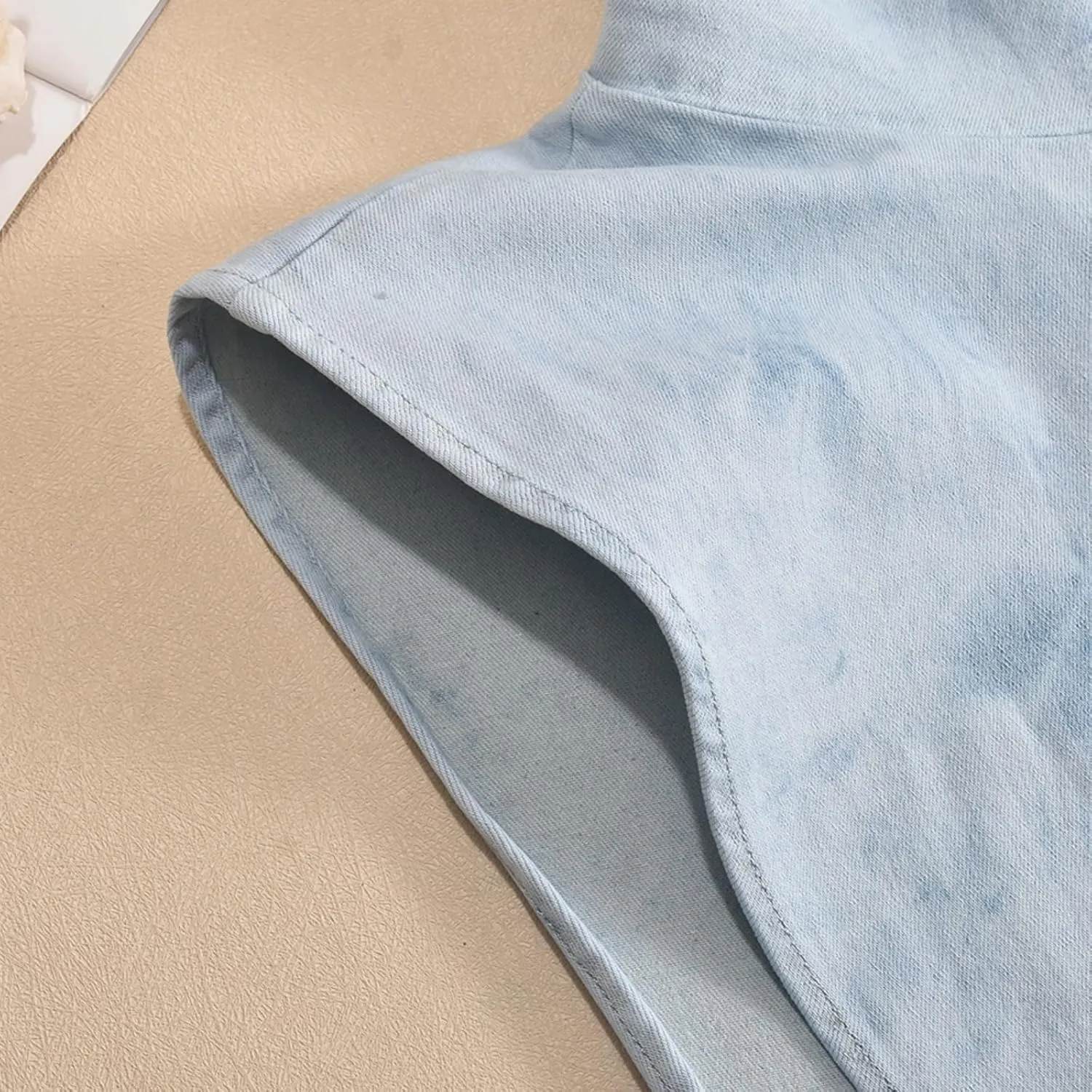 Women 2023 Summer Fashion Causal Distressed Denim Vest Lace Up Crop Tops Relax Fit Light Jean Vest Jacket
