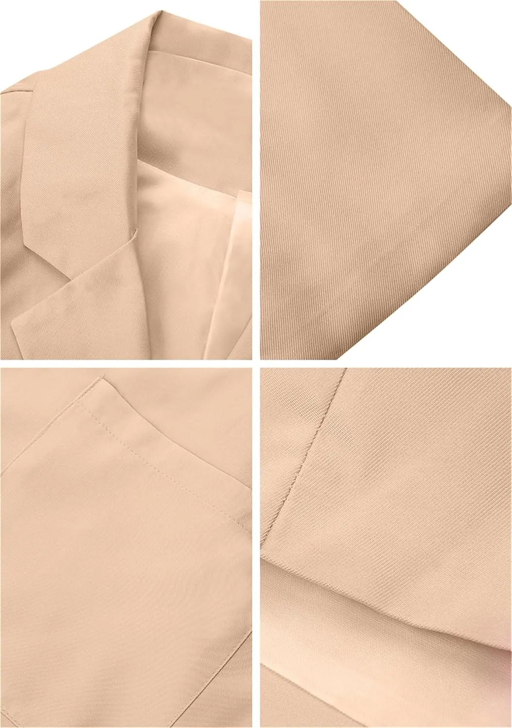 Women Lapel Collar Long Sleeve Blazer Formal Solid Color Long Suit Open Front Waist Jacket