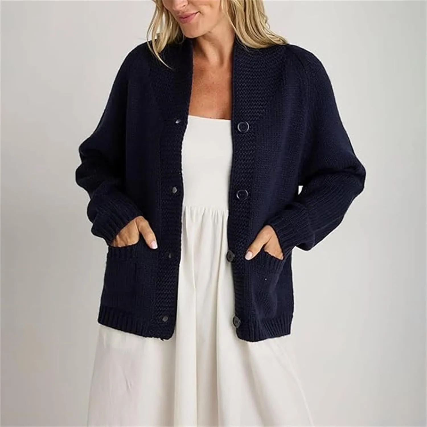 Women Shawl Collar Cardigan Sweater Lobster Print Long Sleeve Button Down Jumper Tops Vintage Chunky Knit Coat