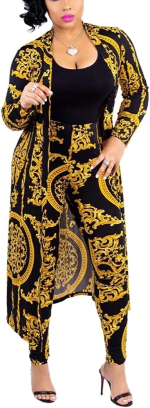 Women's 2 Piece Pants Set - Sexy Long Sleeve Open Front Cardigans  Skinny Pants Suits