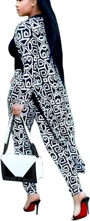 Women's 2 Piece Pants Set - Sexy Long Sleeve Open Front Cardigans  Skinny Pants Suits